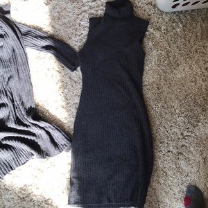 Turtle neck fitted tang top dress with sweater